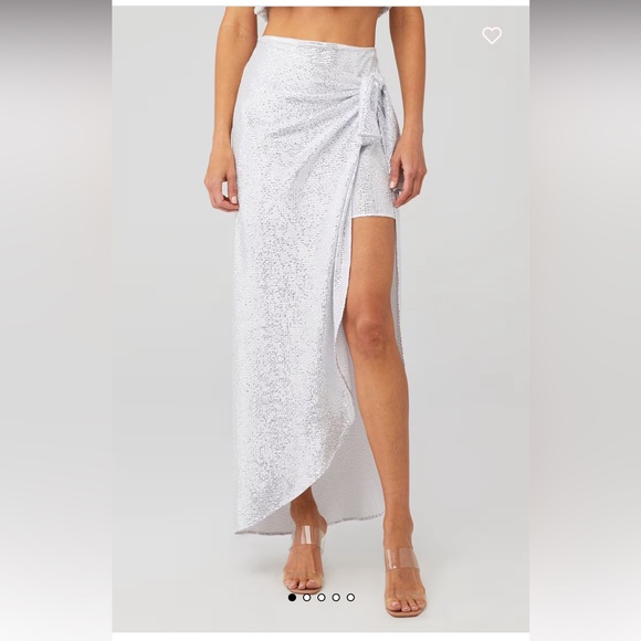 Show Me Your MuMu Dresses & Skirts - Show Me Your Mumu Silver Confetti Wrap Maxi Skirt XS Festival Glam